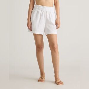 NWT Quince 100% European Linen High Waisted White  Shorts Sz L